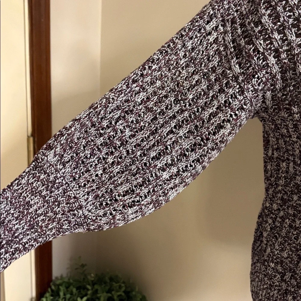 John + Jenn Textured open Knit Sweater Juliette long sleeves Purple gray size S